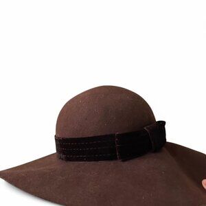 Just Cavalli Brown velvet ribbon hat with a touch of retro style hats